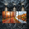 3pcs Roadway In Autumn Canvas Framed 40x60cm - High Quality Print 100% Australian Made Wall Canvas Ready to Hang - Image 2