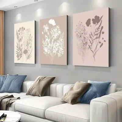 3pcs Abstract Wildflower Floral Botanical Art Canvas Framed 40x60cm - High Quality Print 100% Australian Made Wall Canvas Ready to Hang