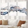3pcs Blue Gold Smoke Wave Canvas Framed 40x60cm - High Quality Print 100% Australian Made Wall Canvas Ready to Hang - Image 2