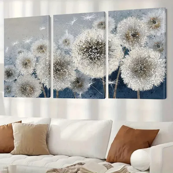 3pcs Dandelion Flower Abstract Floral Canvas Framed 40x60cm – High Quality Print 100% Australian Made Wall Canvas Ready to Hang