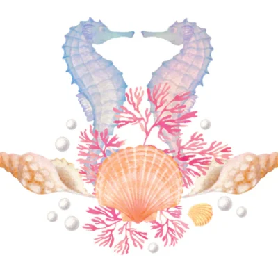 Sea Horses, Shells Painting Home Decor Premium Quality Poster Print Choose Your Sizes
