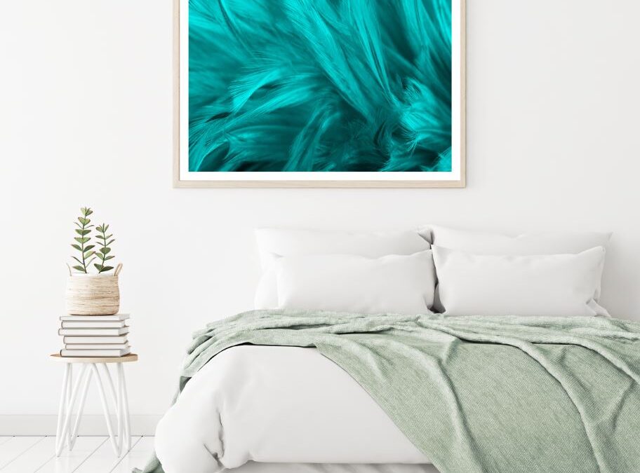 Blue Feathers Closeup Photograph Home Decor Premium Quality Poster Print Choose Your Sizes