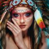 ndian Girl with Headdress Face Print 100% Australian Made - Image 2