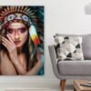 ndian Girl with Headdress Face Print 100% Australian Made
