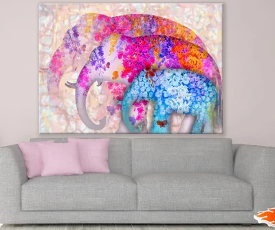 Elephants Shape Flower Design Print 100% Australian Made