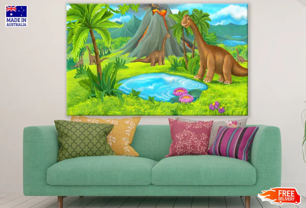 Dinosaurs Digital Painting Print 100% Australian Made