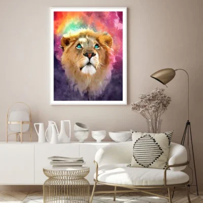 Lion Portrait Watercolor Painting Home Decor Premium Quality Poster Print Choose Your Sizes