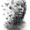 Face & Bird B&W Watercolor Paint Home Decor Premium Quality Poster Print Choose Your Sizes - Image 2