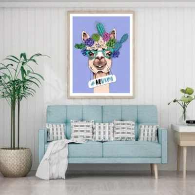 Llama Portrait Colorful Painting Home Decor Premium Quality Poster Print Choose Your Sizes