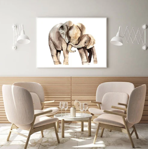 Elephants Colorful Watercolor Art Home Decor Premium Quality Poster Print Choose Your Sizes