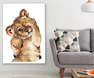 Lion Cub Watercolor Painting Print 100% Australian Made