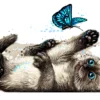 Kitten & Butterfly Painting Home Decor Premium Quality Poster Print Choose Your Sizes - Image 2