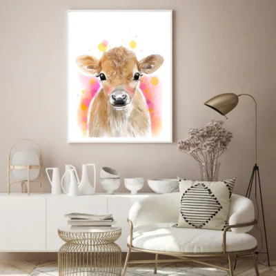 Cattle Portrait Watercolor Paint Home Decor Premium Quality Poster Print Choose Your Sizes