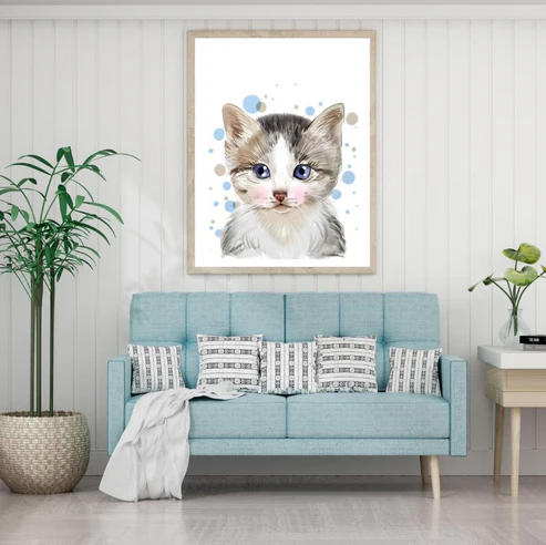 Kitten Portrait Watercolor Paint Home Decor Premium Quality Poster Print Choose Your Sizes