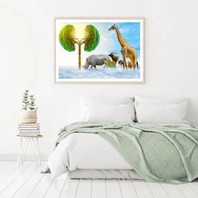 Tree & Animals Sky Photograph Home Decor Premium Quality Poster Print Choose Your Sizes