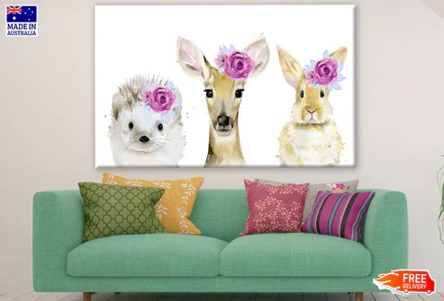 Animals Faces Watercolor Painting Print 100% Australian Made