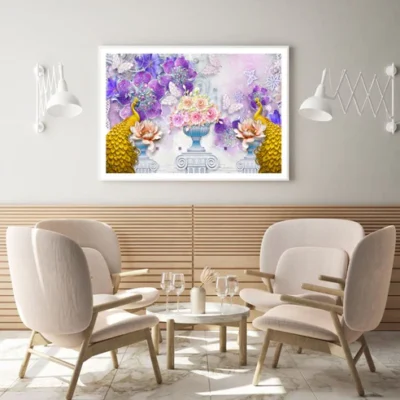 Peacock & Flowers 3D Design Home Decor Premium Quality Poster Print Choose Your Sizes