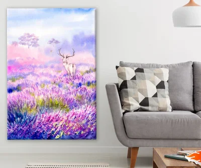 Deer in Flower Field Painting Print 100% Australian Made