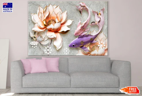 Colorful Flower & Fish 3D Design Print 100% Australian Made