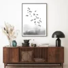 Bird Flying B&W Watercolor Painting Home Decor Premium Quality Poster Print Choose Your Sizes