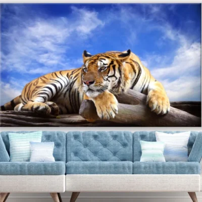 Tiger Sitting on Trunk Photograph Print 100% Australian Made