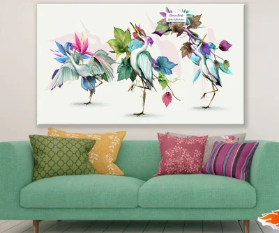 Colorful Cranes Watercolor Paint Print 100% Australian Made