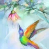 Humming Bird with Flower Painting Home Decor Premium Quality Poster Print Choose Your Sizes - Image 2