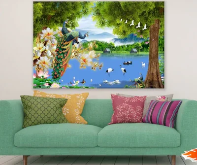 Birds on Lake Scenery Digital Art Print 100% Australian Made