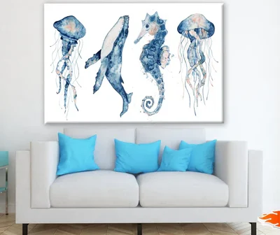 Sea Animals Watercolor Painting Print 100% Australian Made