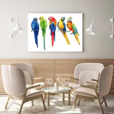 Colorful Parrots Watercolor Paint Home Decor Premium Quality Poster Print Choose Your Sizes