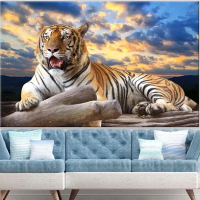 Tiger Sitting on Trunk Photograph Print 100% Australian Made