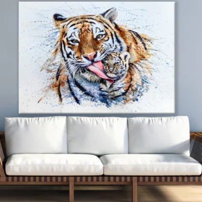Tiger & Cub Watercolor Painting Print 100% Australian Made