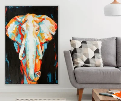 Elephant Abstract Painting Print 100% Australian Made