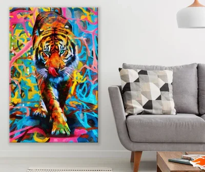 Colorful Tiger Oil Painting Print 100% Australian Made