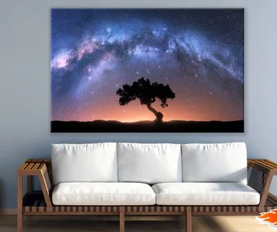 Tree & Space Milkyway View Scenic Print 100% Australian Made Acrylic Tempered Glass