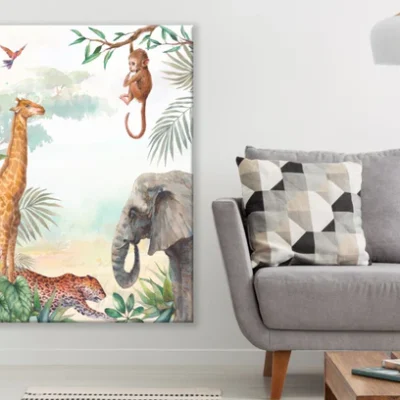 Animals in Forest Watercolor Art Print 100% Australian Made