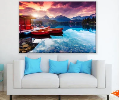 Boats on Lake Scenery Photograph Print 100% Australian Made