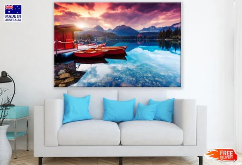 Boats on Lake Scenery Photograph Print 100% Australian Made