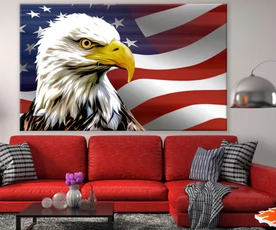 Eagle with US Flag Abstract Art Print 100% Australian Made