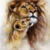Lion & Cub Portrait Watercolor Home Decor Premium Quality Poster Print Choose Your Sizes - Image 2