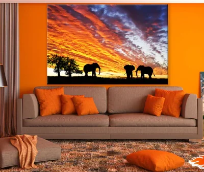Elephants at Sunset Photograph Print 100% Australian Made