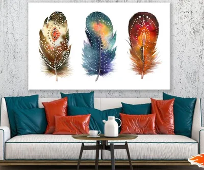 Colorful Feathers Watercolor Painting Print 100% Australian Made