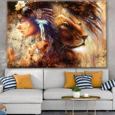 Indian Girl with Feather Headdress Painting Print 100% Australian Made