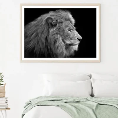 Lion Portrait B&W Photograph Home Decor Premium Quality Poster Print Choose Your Sizes