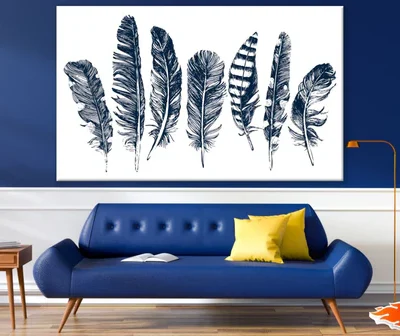 Blue Feathers Watercolor Painting Print 100% Australian Made