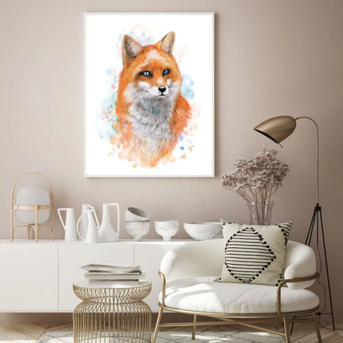 Fox Portrait Watercolor Painting Home Decor Premium Quality Poster Print Choose Your Sizes