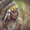 Indian Worrior Woman Portrait with Feather Headdress Photograph Print 100% Australian Made - Image 2