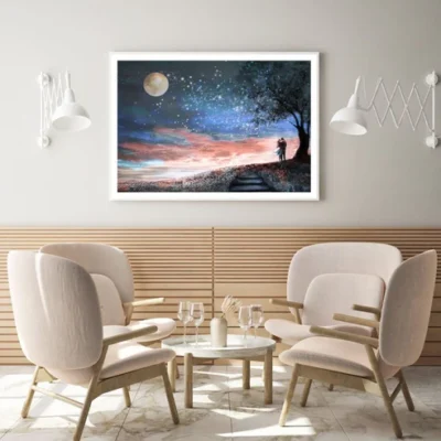 Couple & Sky View Watercolor Art Home Decor Premium Quality Poster Print Choose Your Sizes