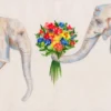 Elephants & Flower Bouquet Paint Home Decor Premium Quality Poster Print Choose Your Sizes - Image 2