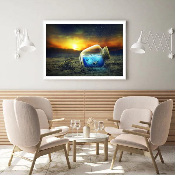 Crab & Bottle with Sea Digital Home Decor Premium Quality Poster Print Choose Your Sizes